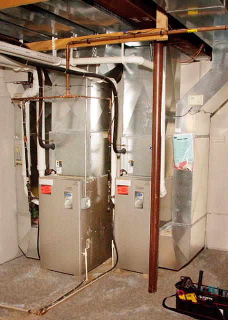 Furnace in basement of a house